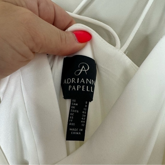 NWT ADRIANNA PAPELL White Sleeveless Front Slit Ruched Gown Size 8 - Picture 4 of 7